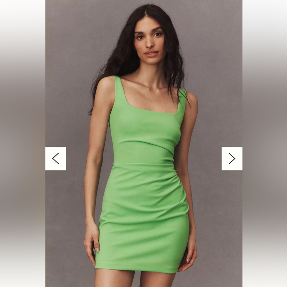 Anthropologie Lime Green Square Neck Bodycon Dress
